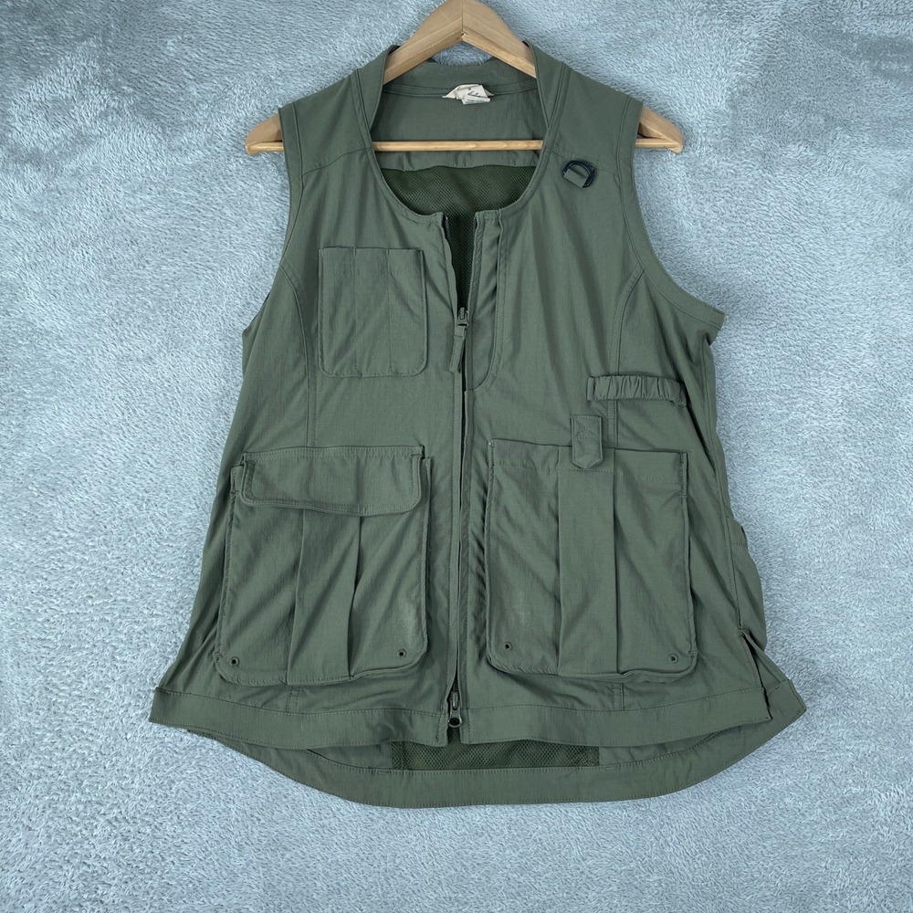 Duluth Trading Utility Vest Womens Small Green Ripstop Cargo Fishing Gorpcore